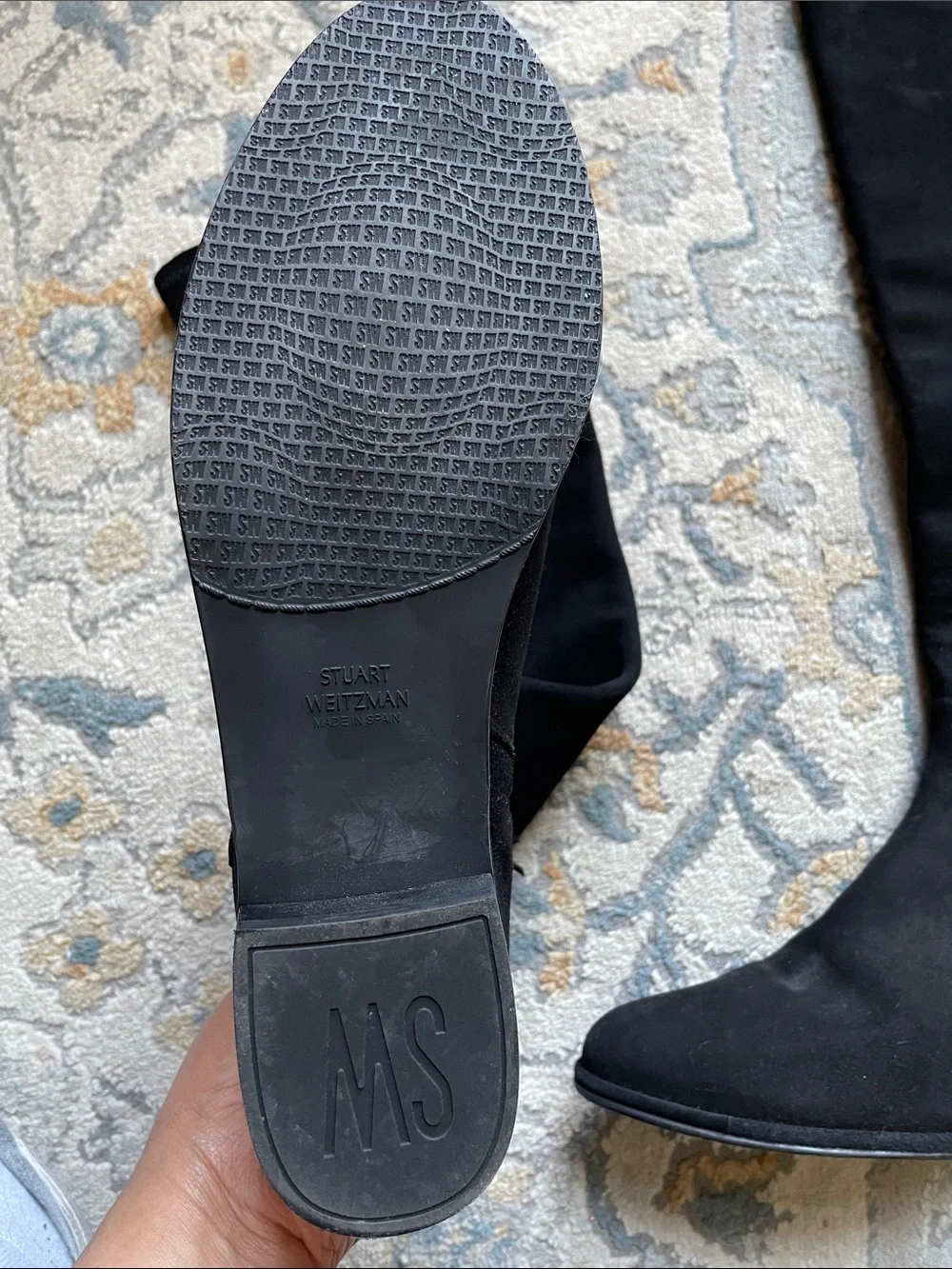 Stuart Weitzman Black Over-the-Knee Suede Boots - Picture 3 of 5